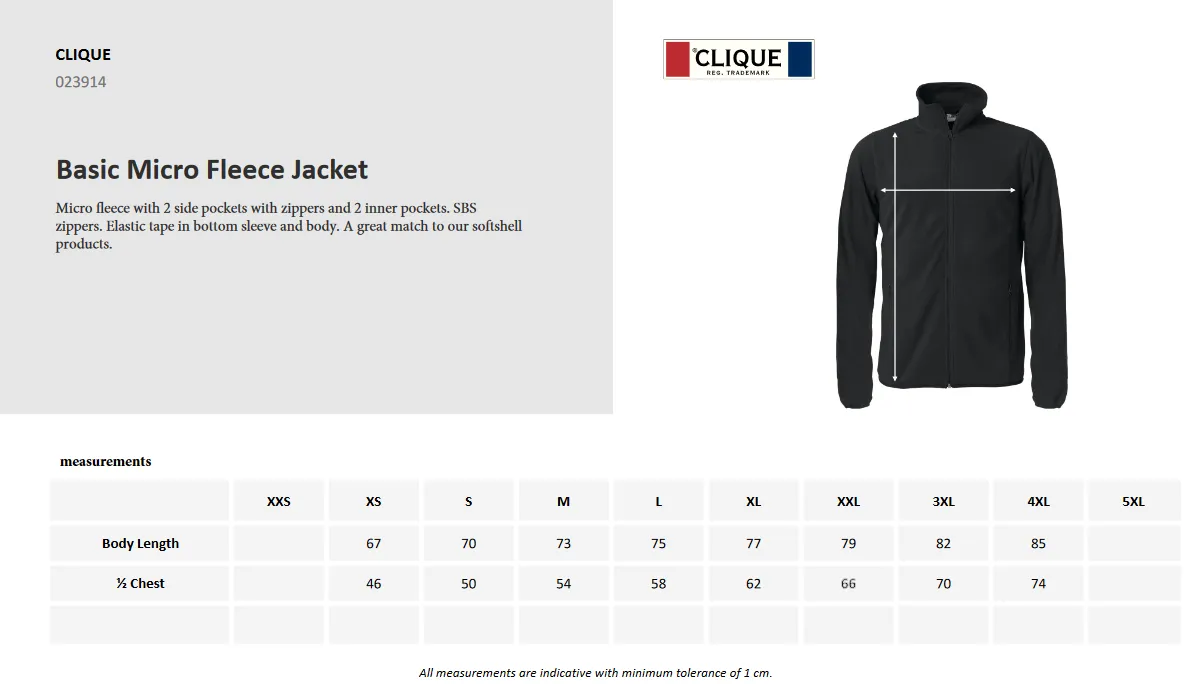Clique Basic Micro Fleece Jacket | Men's Lightweight Zipped Fleece | 4 Colours | XS-4XL