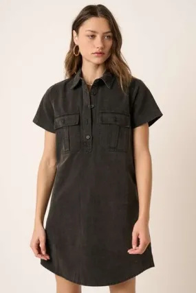 Collared Short Sleeve Shirt Dress