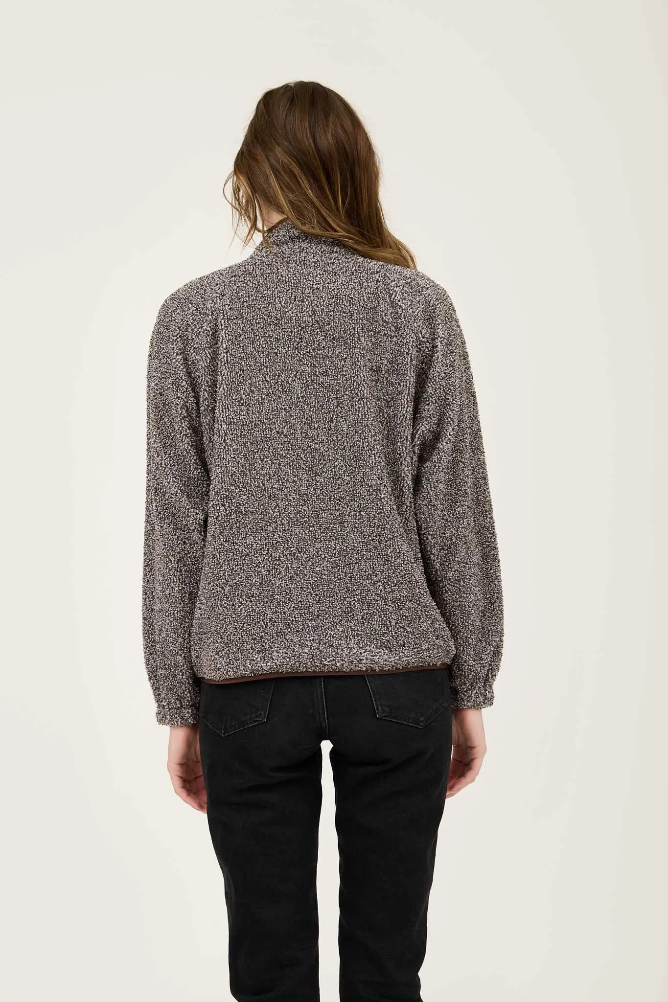CONTRAST FLEECE SNAP BUTTON JACKET