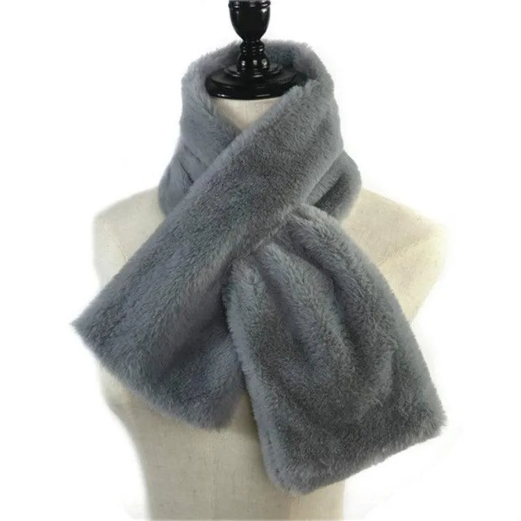 Cozy Women's Luxurious Faux Rabbit Fur Scarf - Plush Winter Warmer Neckerchief