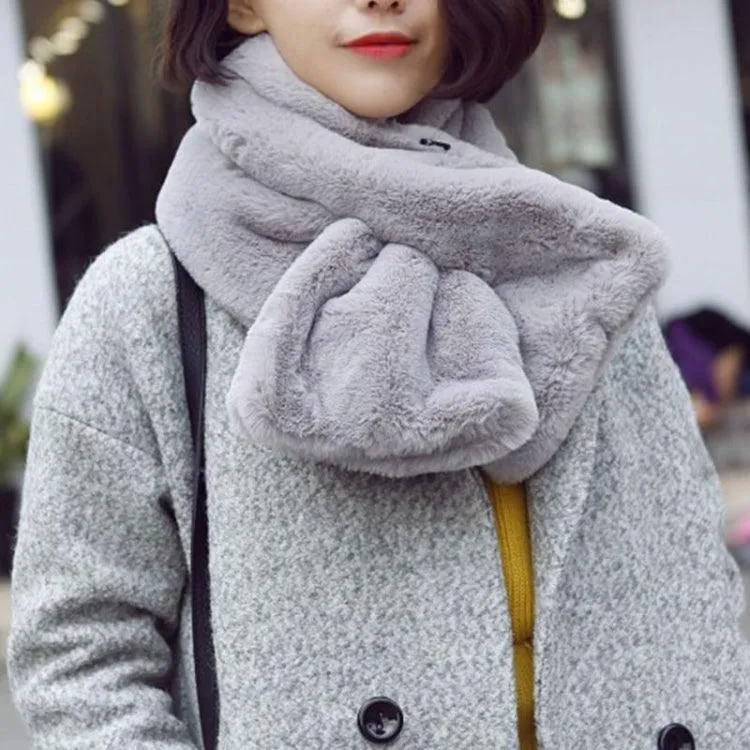 Cozy Women's Luxurious Faux Rabbit Fur Scarf - Plush Winter Warmer Neckerchief