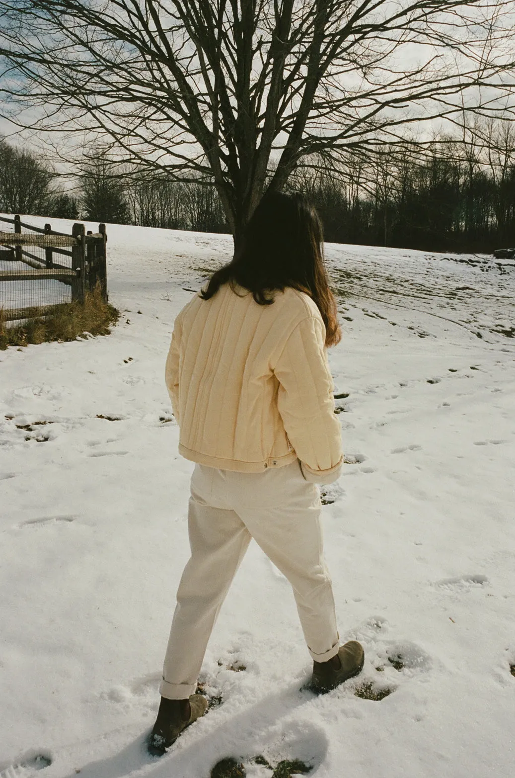 Cropped Quilted Jacket Mellow Yellow