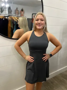 Cross Keyhole Back Romper Dress