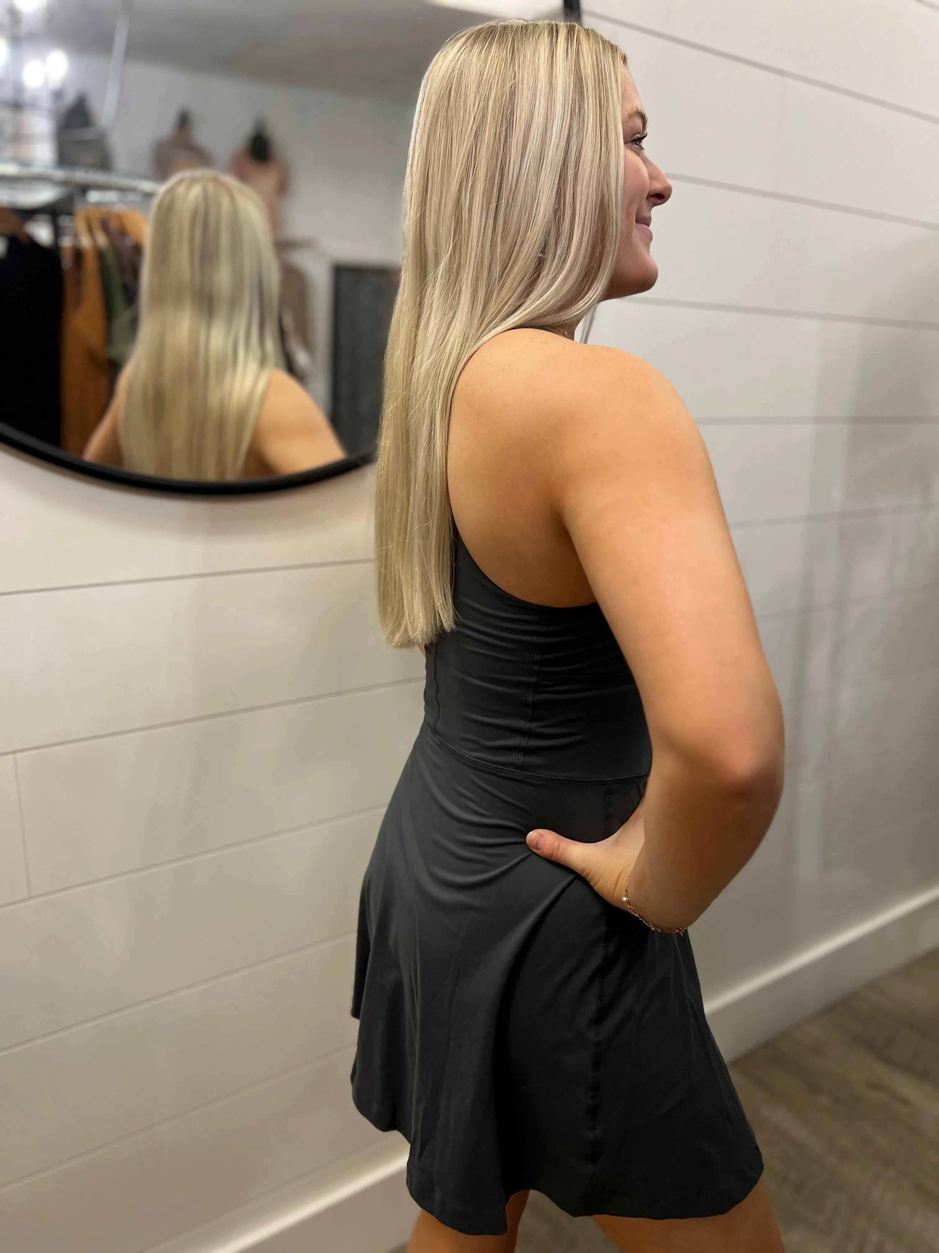 Cross Keyhole Back Romper Dress