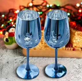 Crystal Christmas Tree Xmas Wine & Water Glasses - Set of 2 by The Wine Savant