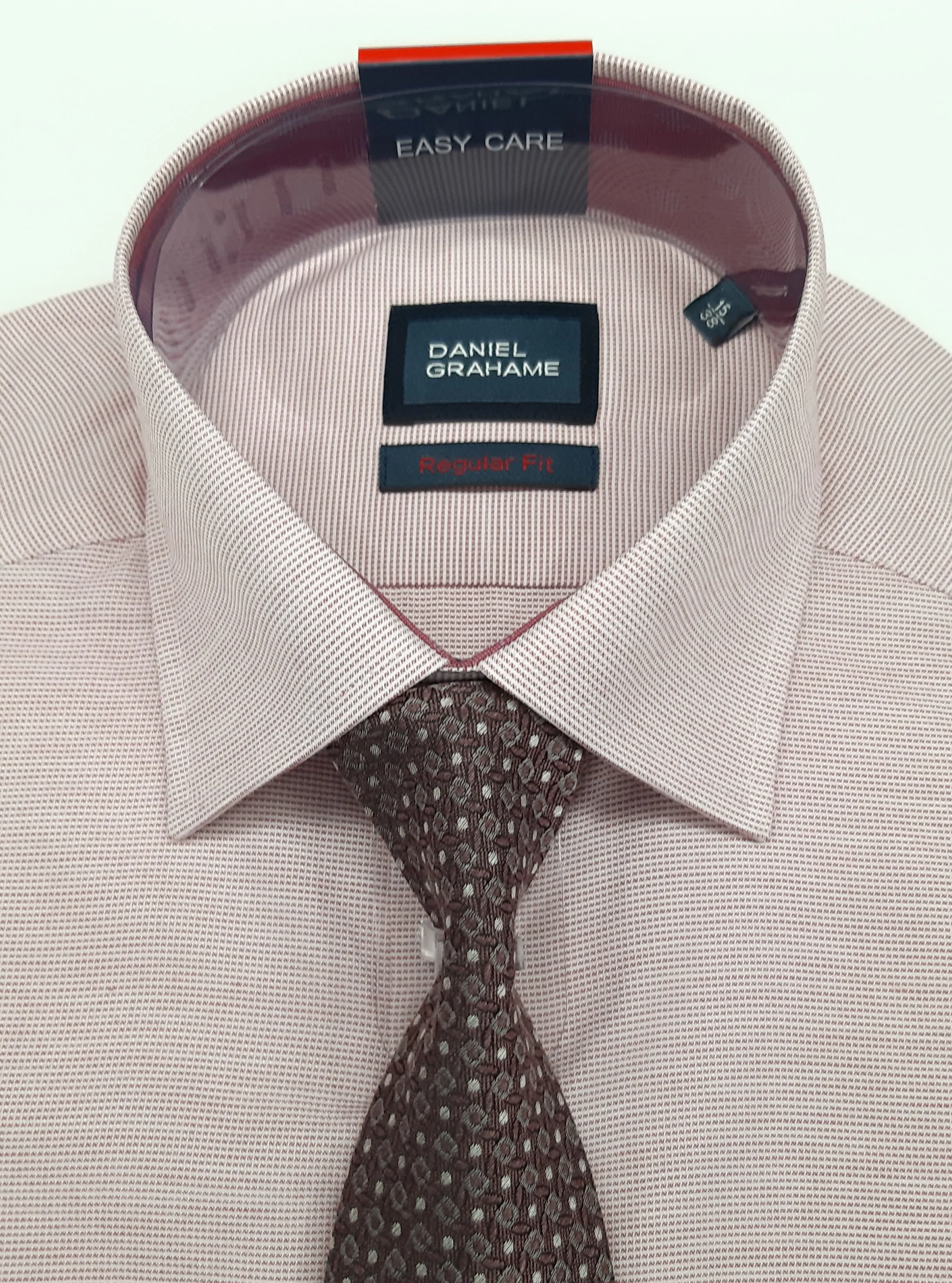 Daniel Grahame Gordon Regular Fit Long Sleeve Formal Shirt & Tie - Red