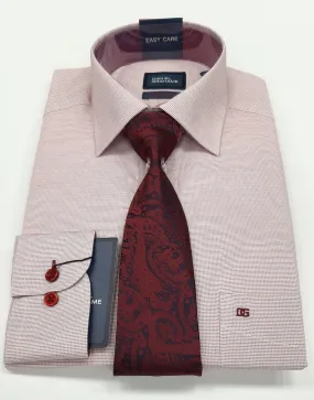 Daniel Grahame Gordon Regular Fit Long Sleeve Formal Shirt & Tie - Red