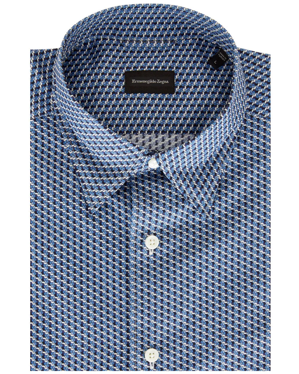 Dark Blue Geometric Print Sport Shirt