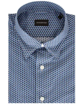 Dark Blue Geometric Print Sport Shirt