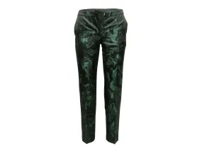 Dark Green & Black Dries Van Noten Jacquard Trousers Size EU 34