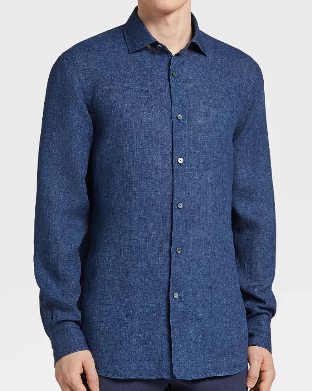Dark Navy Linen Sport Shirt