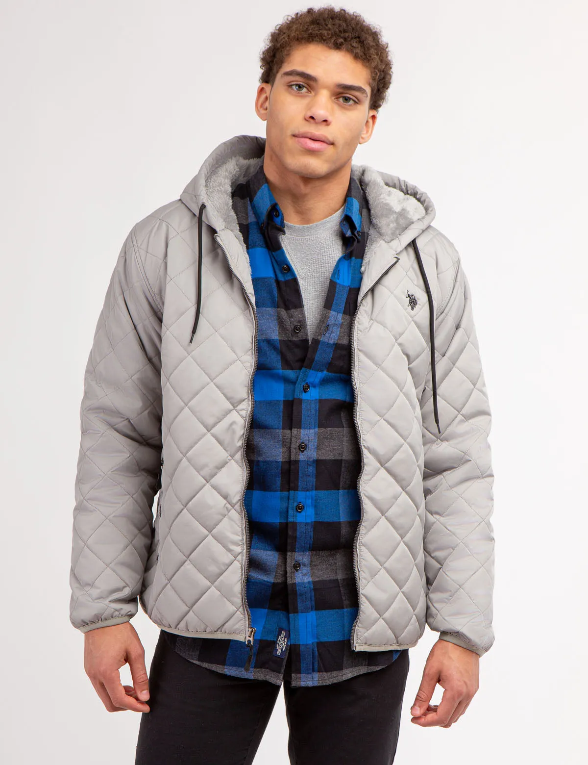 DIAMOND QUILTED FLEECE JACKET