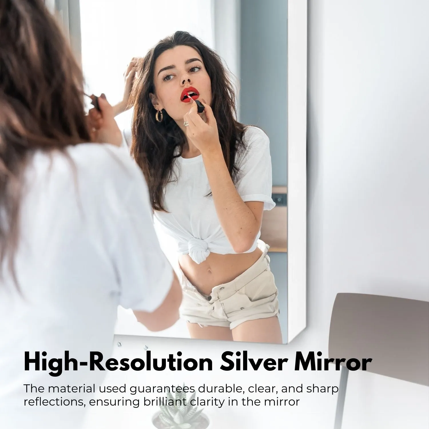 Eco-Friendly Bathroom Vanity Mirror Cabinet, White - EKKIO