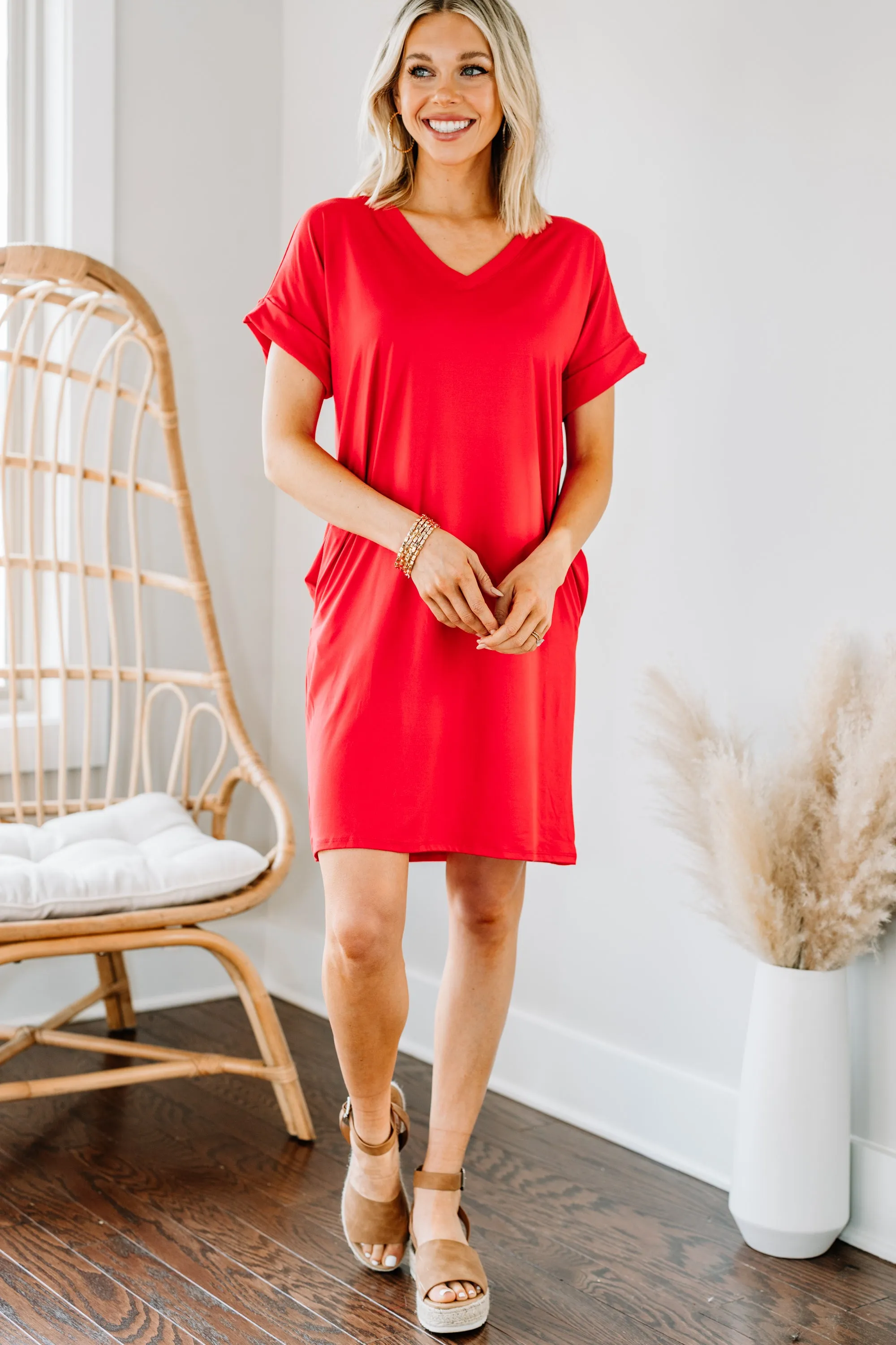 Everywhere You Go Ruby Red T-shirt Dress