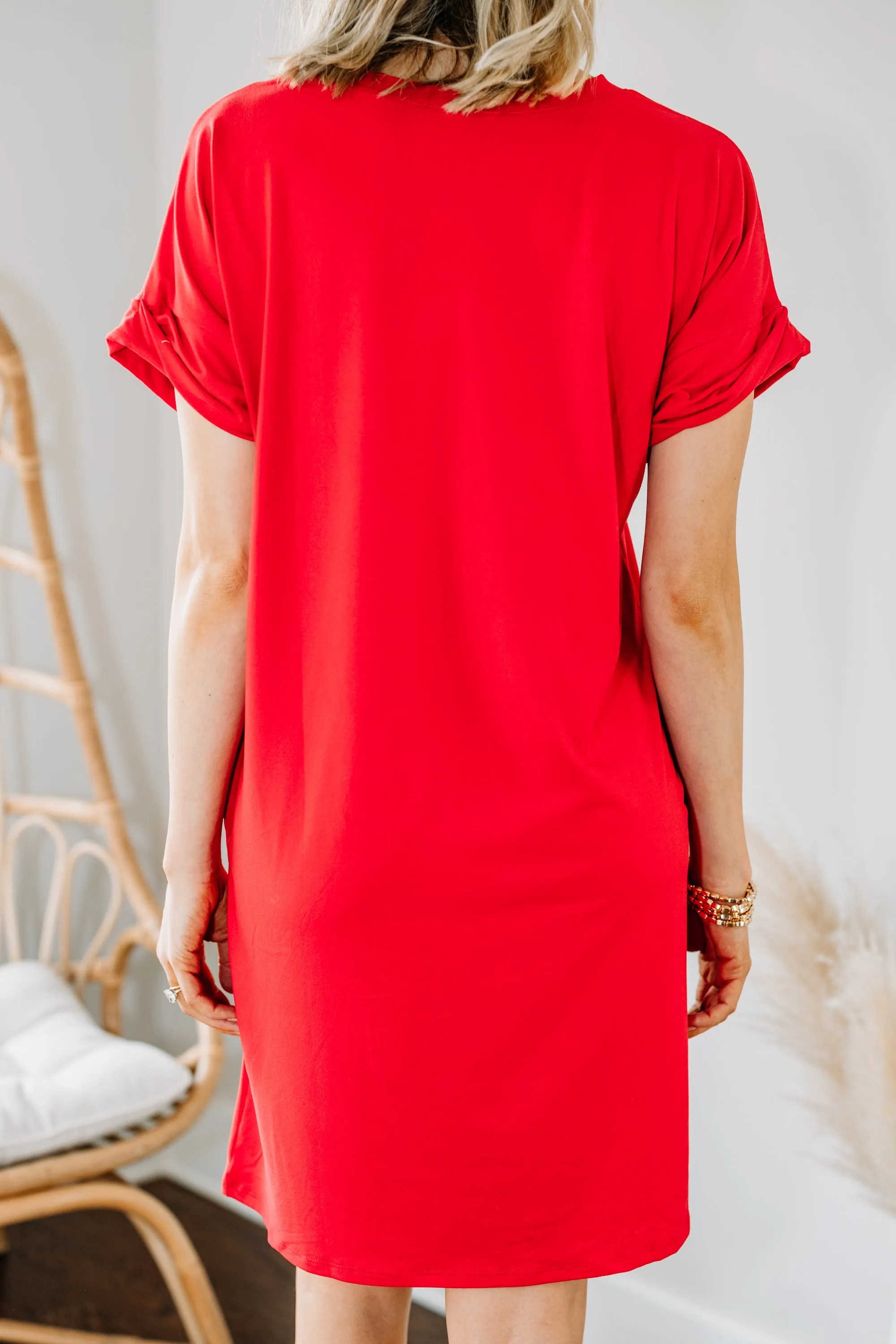 Everywhere You Go Ruby Red T-shirt Dress