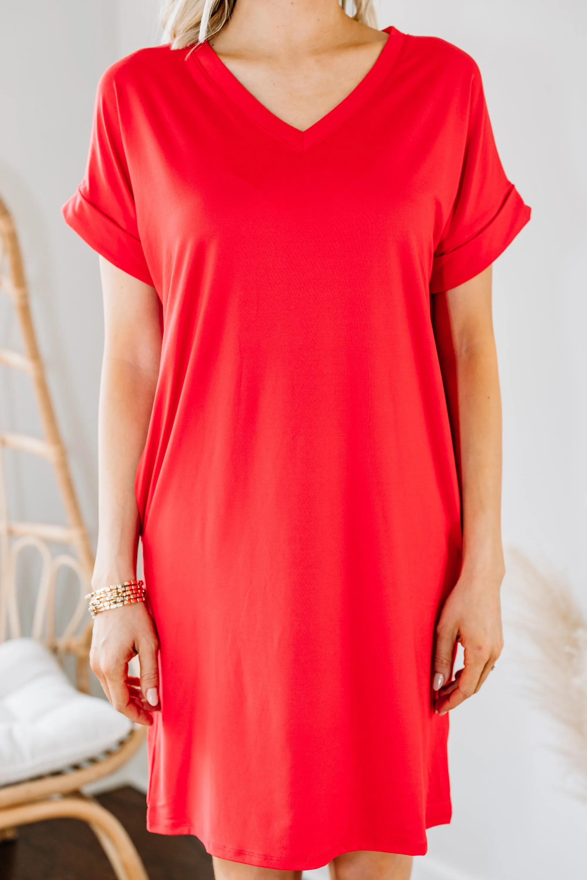Everywhere You Go Ruby Red T-shirt Dress