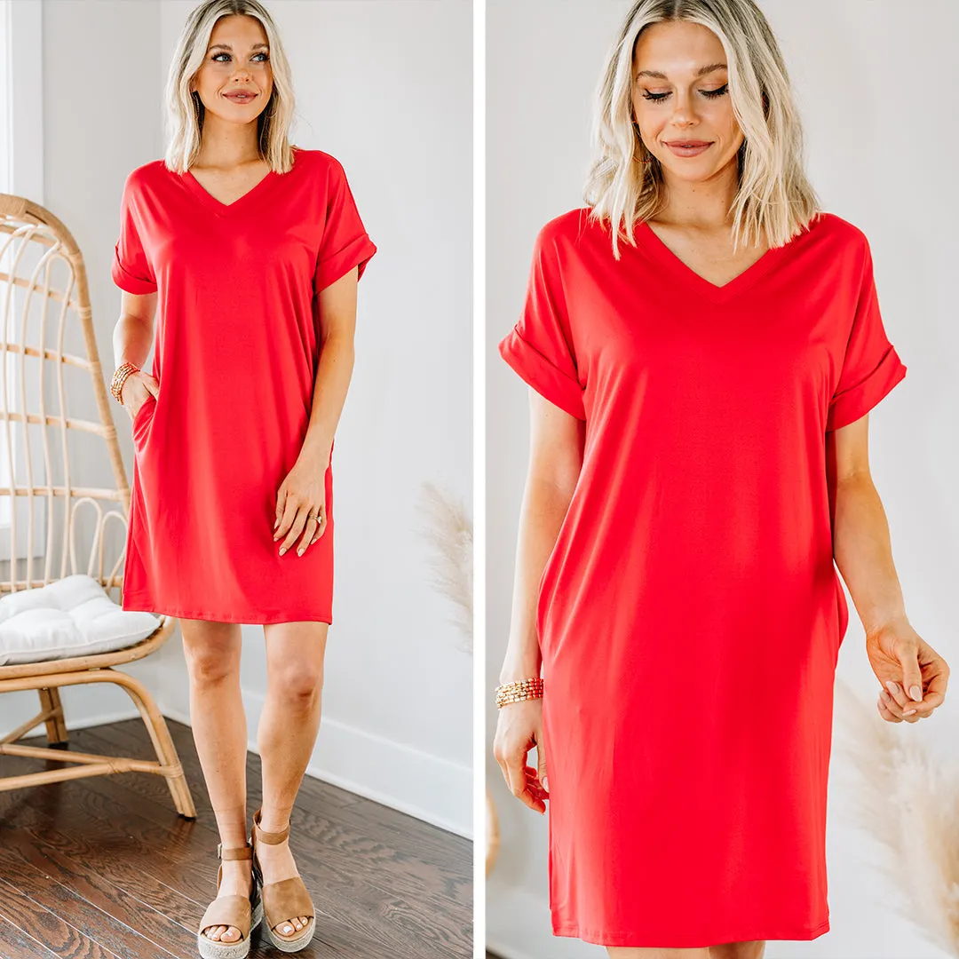 Everywhere You Go Ruby Red T-shirt Dress