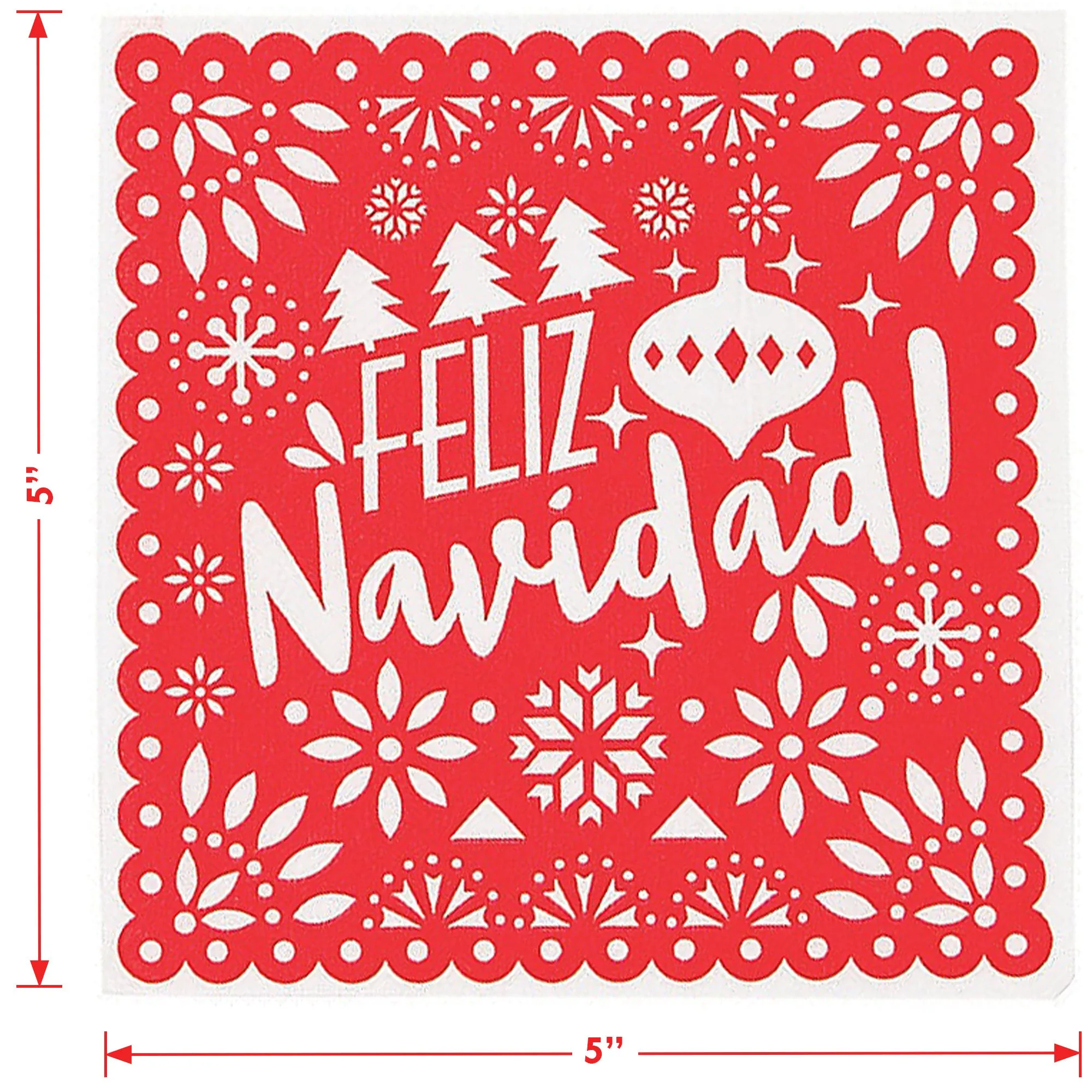 Feliz Navidad Holiday Party Square Paper Dessert Plates, and Napkins (Serves 16)