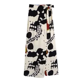 Fiona Printed Wide Leg Wrap Trouser