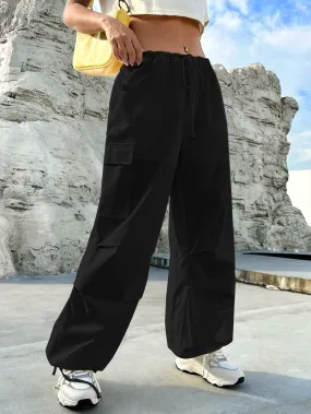 Flap Pocket Drop Waist Cargo Pants