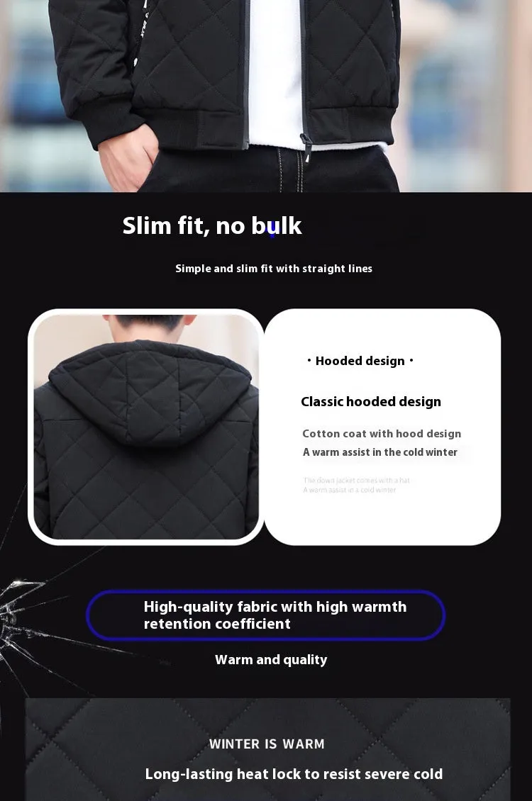 Fleece Jacket Diamond Plaid Cotton-padded Coat