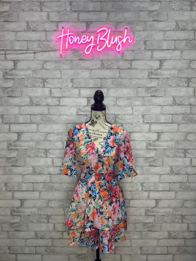 Floral Print Bell Sleeve Romper