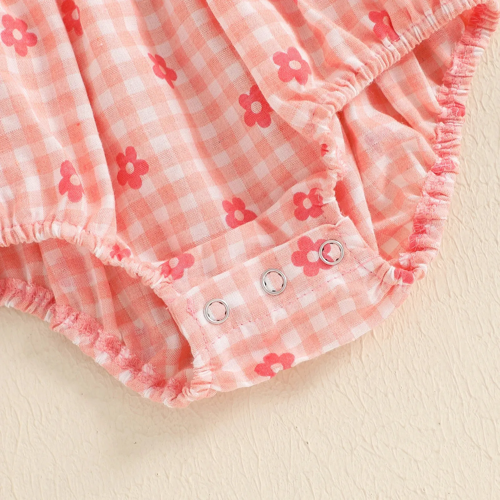 FLOWERS Plaid Smocked Romper