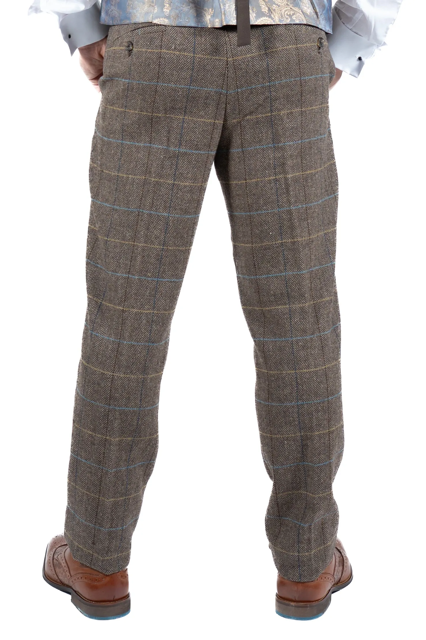 Fratelli Brown Tweed Check Trousers