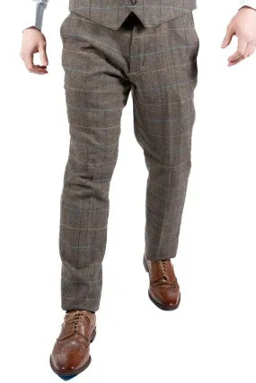Fratelli Brown Tweed Check Trousers
