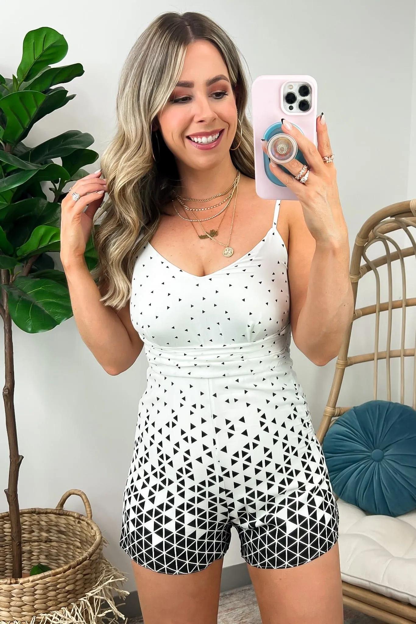 Future is Calling Geo Print Romper