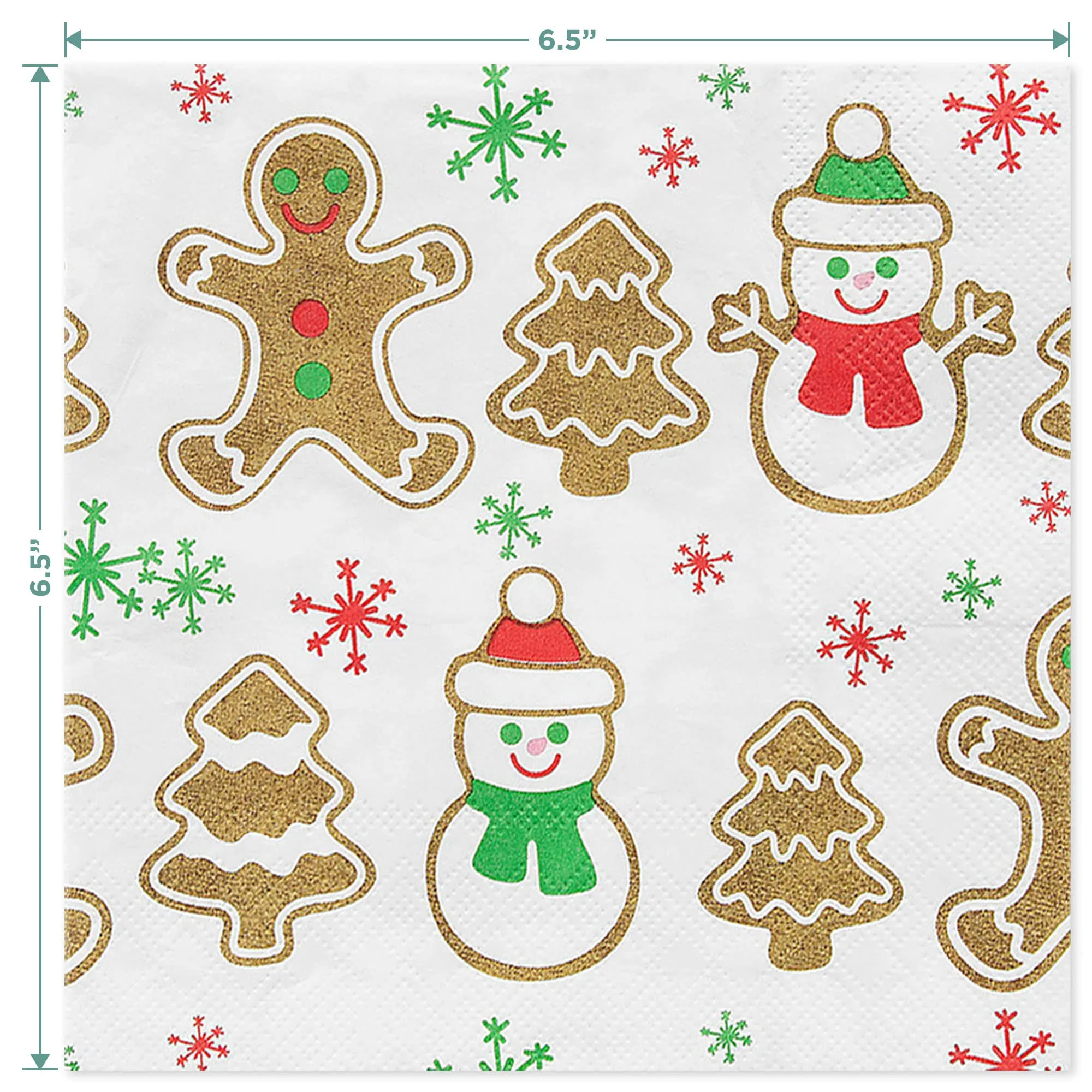 Gingerbread Man Shaped Paper Dessert Plates, Napkins, Cups, Table Cover, and Hanging Garland for Christmas Holiday and Winter Parties (Serves 16)