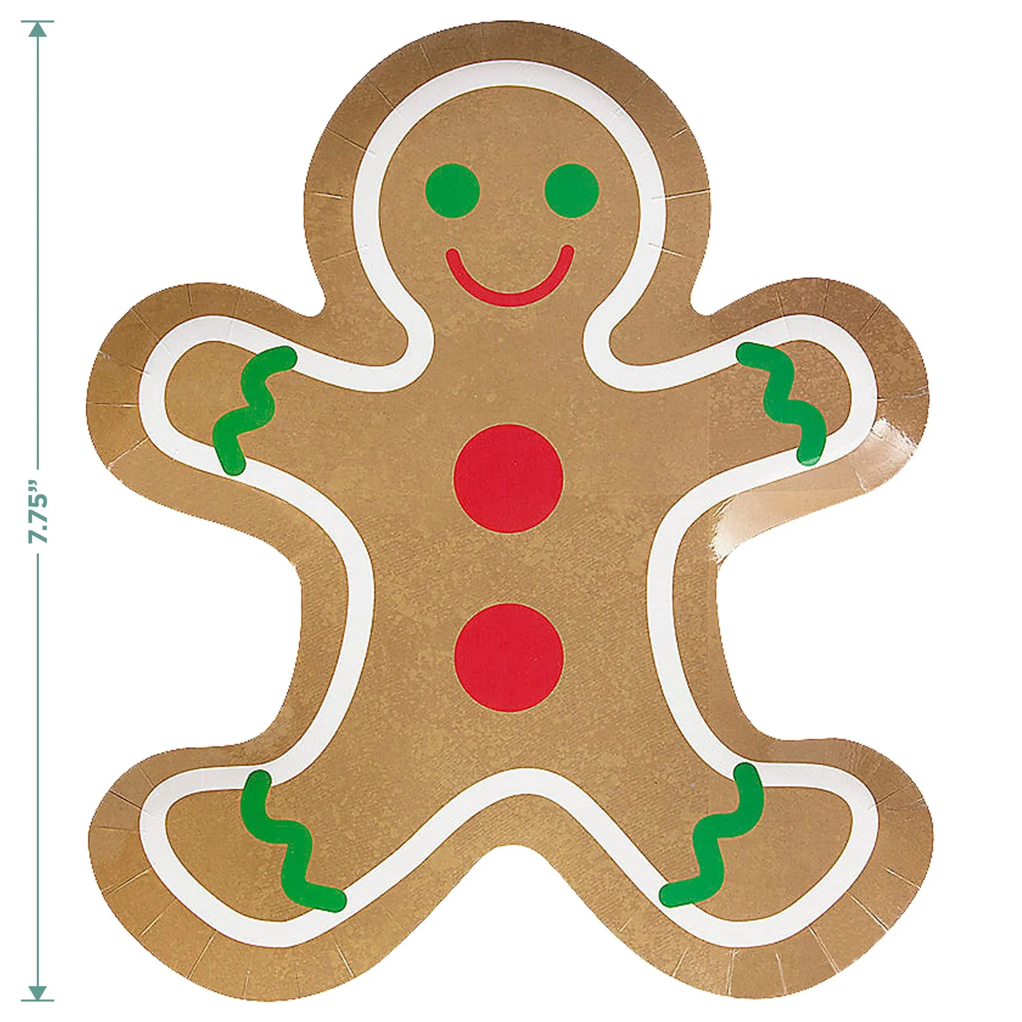Gingerbread Man Shaped Paper Dessert Plates, Napkins, Cups, Table Cover, and Hanging Garland for Christmas Holiday and Winter Parties (Serves 16)