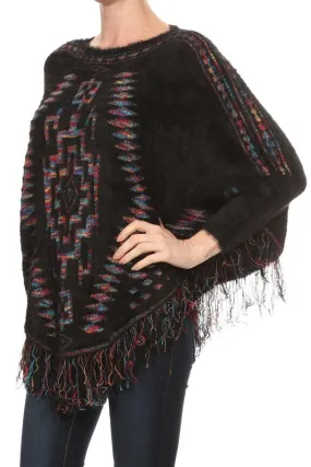 GRAY AZTEC PONCHO