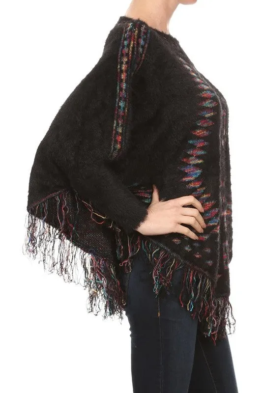 GRAY AZTEC PONCHO