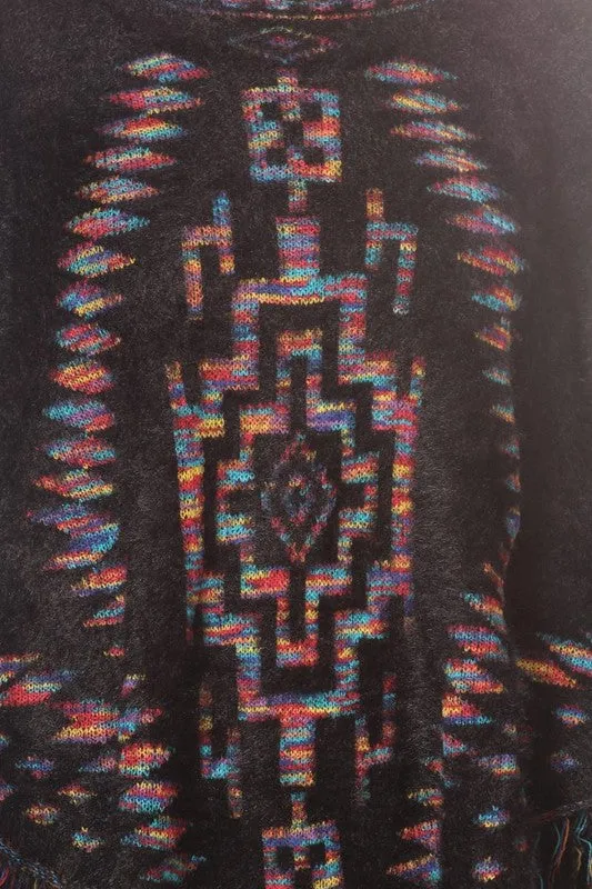 GRAY AZTEC PONCHO