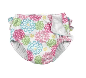 Green Sprouts Ruffle Snap Reusable Absorbent Swimsuit Diaper (White Zinnia-18Months)