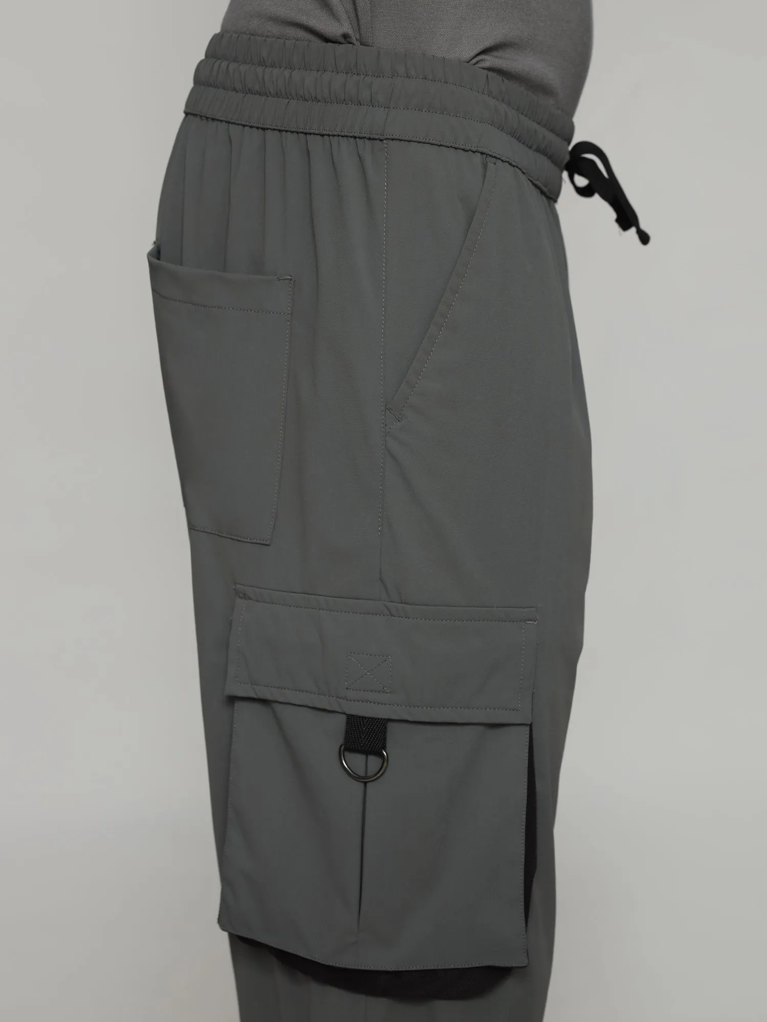 Grey 4 Way Stretch Cargo Male Pants