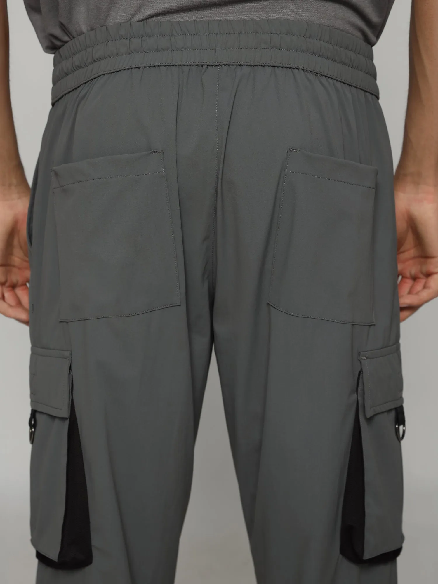 Grey 4 Way Stretch Cargo Male Pants