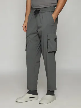 Grey 4 Way Stretch Cargo Male Pants