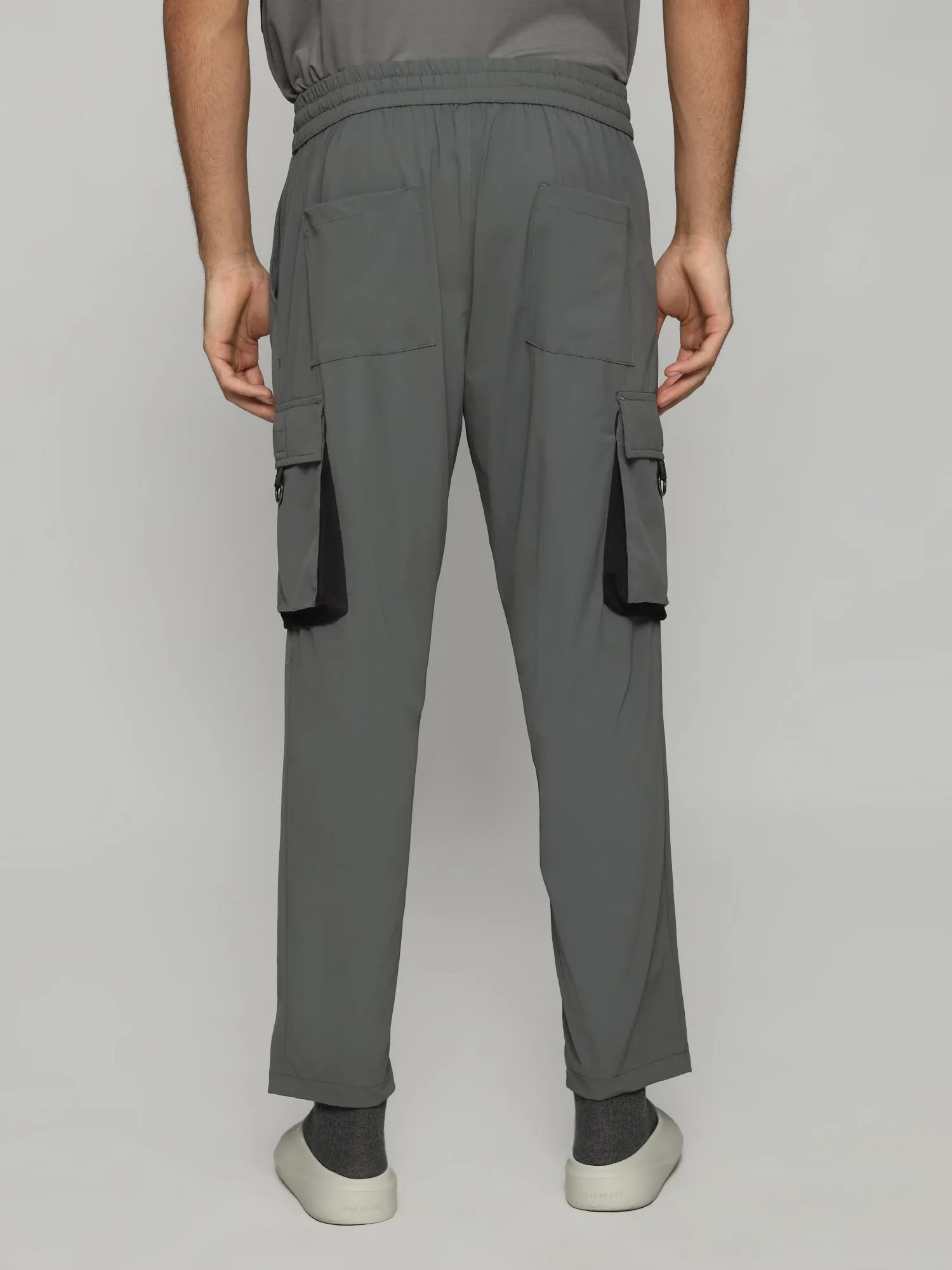 Grey 4 Way Stretch Cargo Male Pants