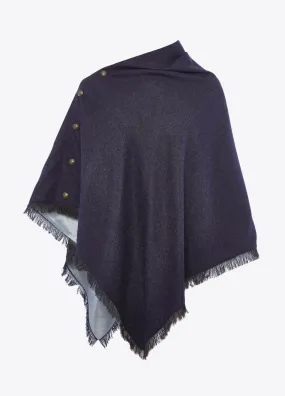 Hazelwood Tweed Poncho-Navy