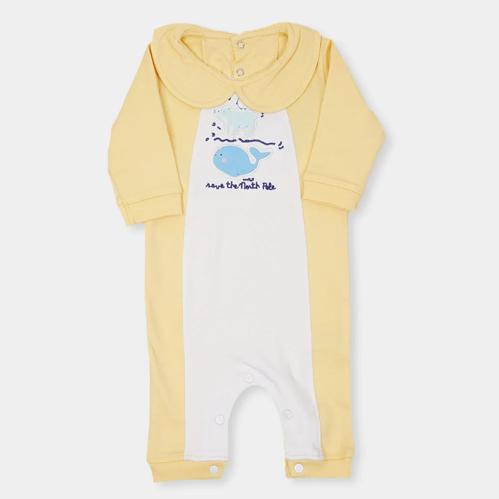 Infant Boys Knitted Romper North Pole - Pastel Yellow