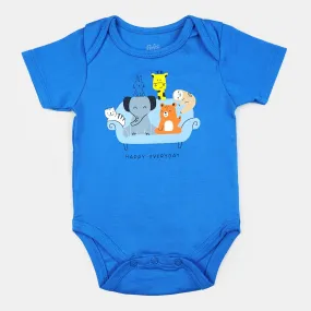 Infant Cotton Romper Happy Everyday - Diva Blue