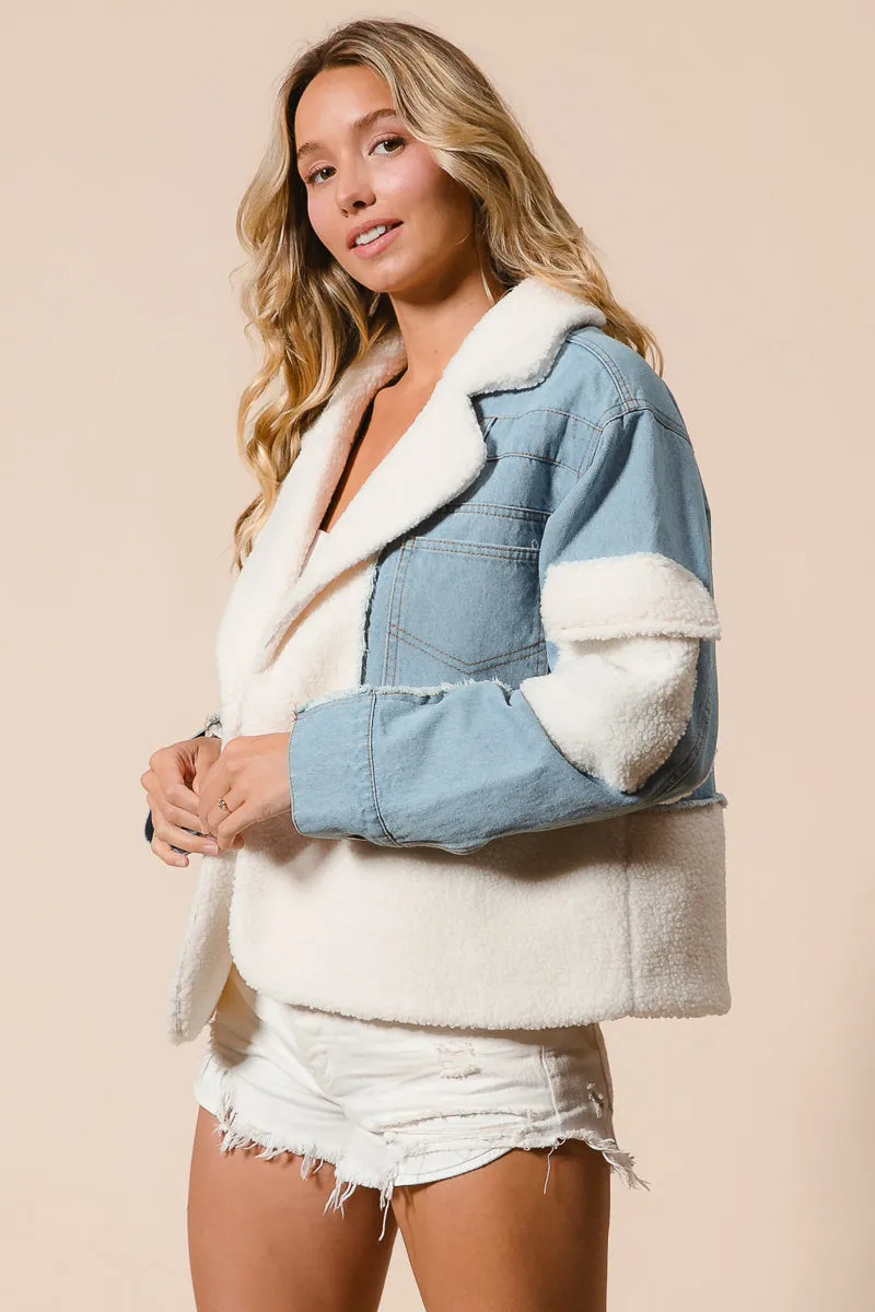 IT2147G-01 | DENIM AND FLEECE MIX MATCH JACKET