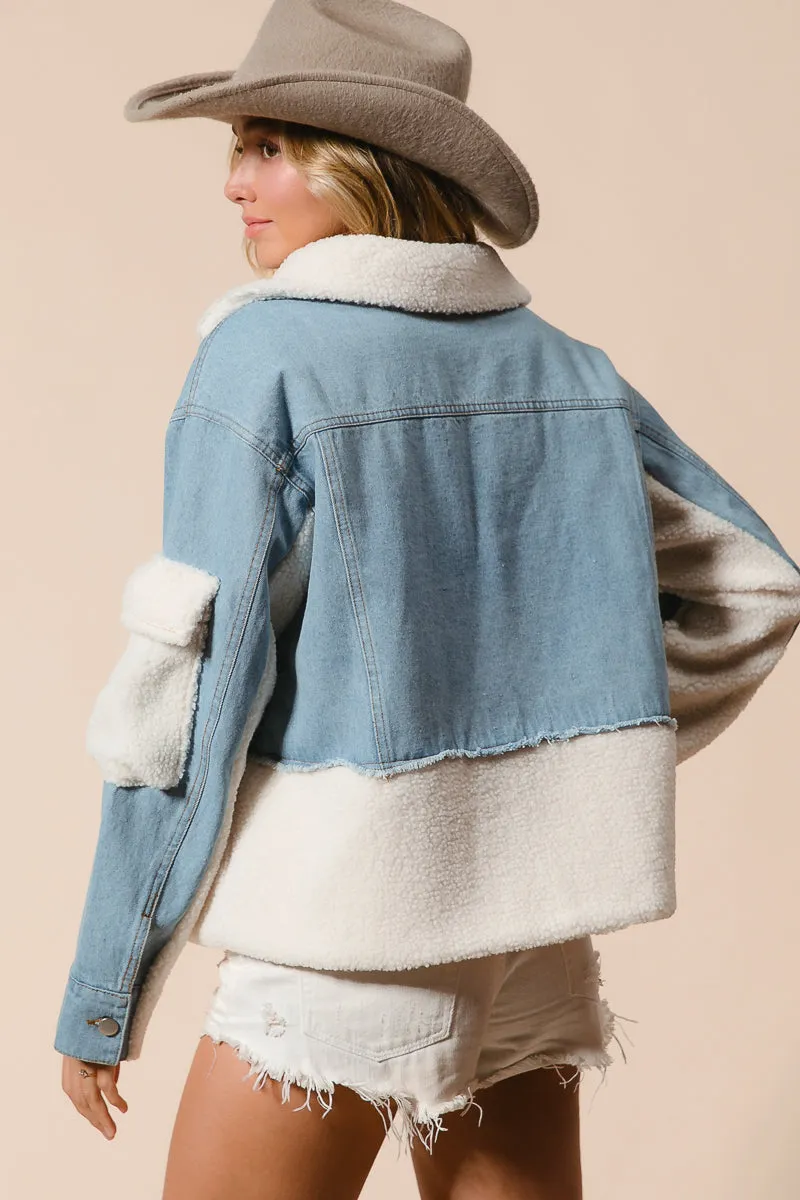 IT2147G-01 | DENIM AND FLEECE MIX MATCH JACKET