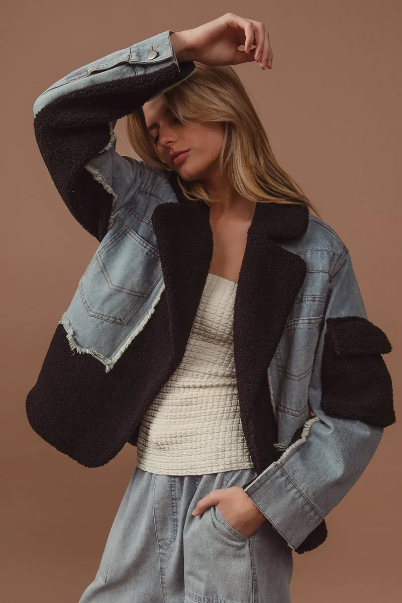 IT2147G-01 | DENIM AND FLEECE MIX MATCH JACKET