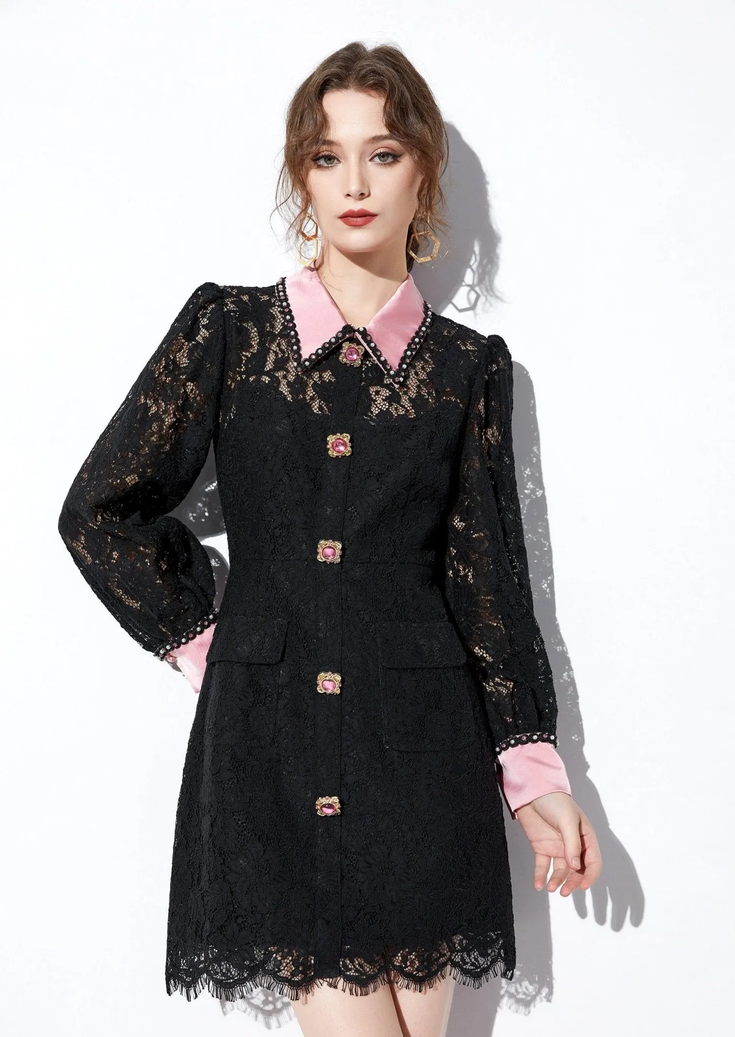 LACE SHIRT DRESS