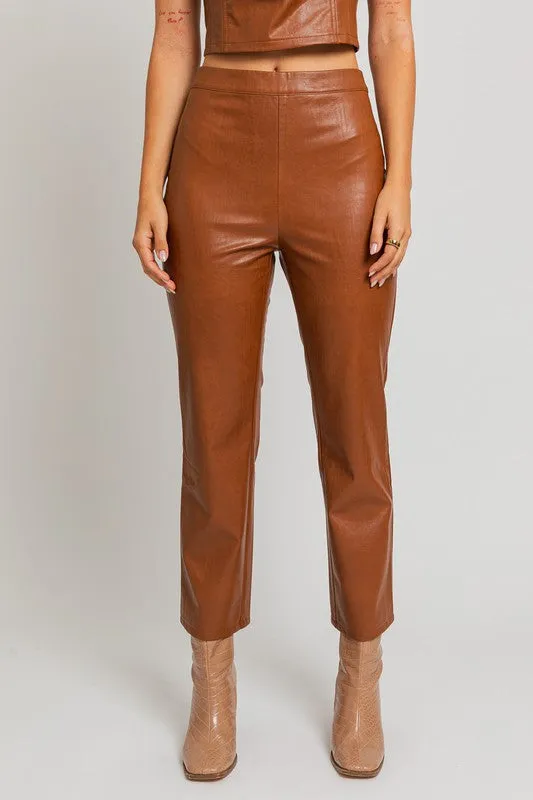 Le Lis Faux Leather Straight Pants