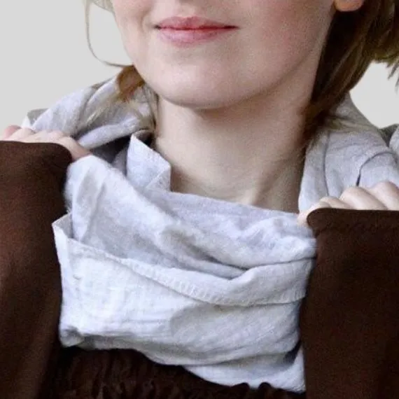 Linen circle scarf - infinity neck wrap