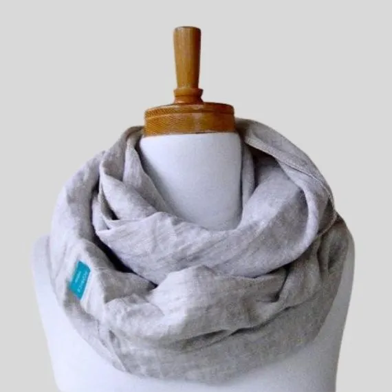 Linen circle scarf - infinity neck wrap